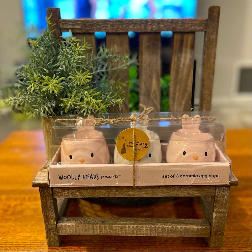 NWT – MAGENTA Bunny Woolly Heads Egg Cups – Set of 3